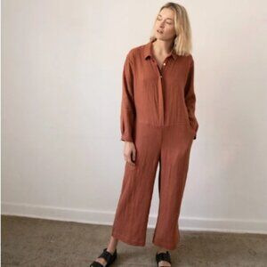 ZII ROPA Wade Linen Jumpsuit in Sangria